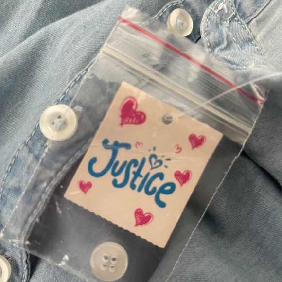 NEW Justice Bottom Down Denim Shirt with Embroidery on the back. - Picture 9 of 9